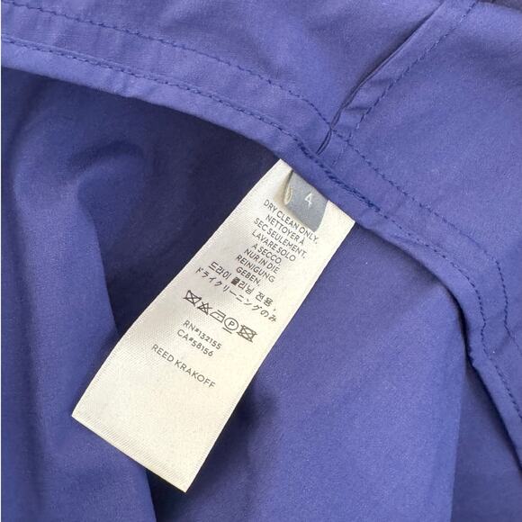 REED KRAKOFF Blue Purple Ruched V-Neck Midi Dress w/ Tags - Picture 10 of 10